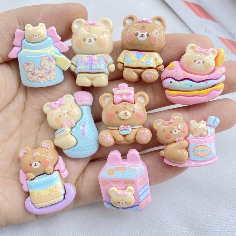 10Pcs New Cute Little Bear Series Flat Back Resin Scrapbooking DIY Jewelry Hairpin Craft Decoration Accessorie