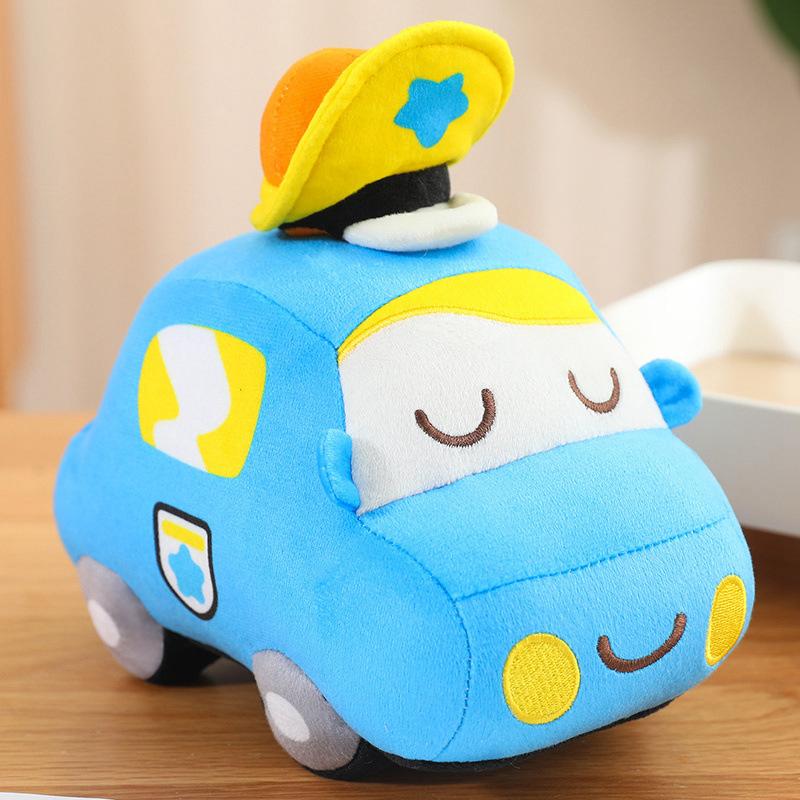 Children's car toy police car plush ornament throw pillow doll gift fire engine baby soothing doll