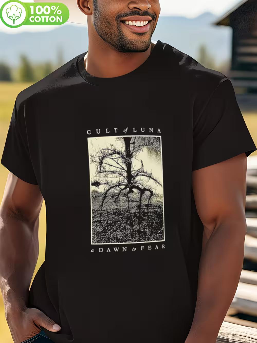 Cult of Luna A Dawn to Fear Мужская футболка с принтом - Черная футболка группы с художественным изображением дерева M