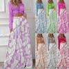 Women's Printed Casual Suit Lapel Sexy Lace-up Shirt. Waist Wide Leg Pants Two-piece Set