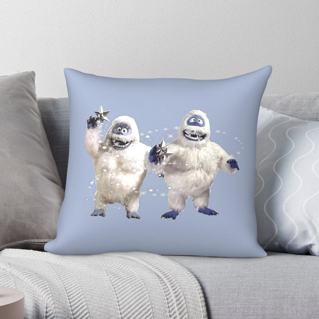 Abominable Snowman Couple At Christmas Square Pillowcase Polyester Linen Velvet Creative Decor Throw Pillow Sofa Seater Cushion
