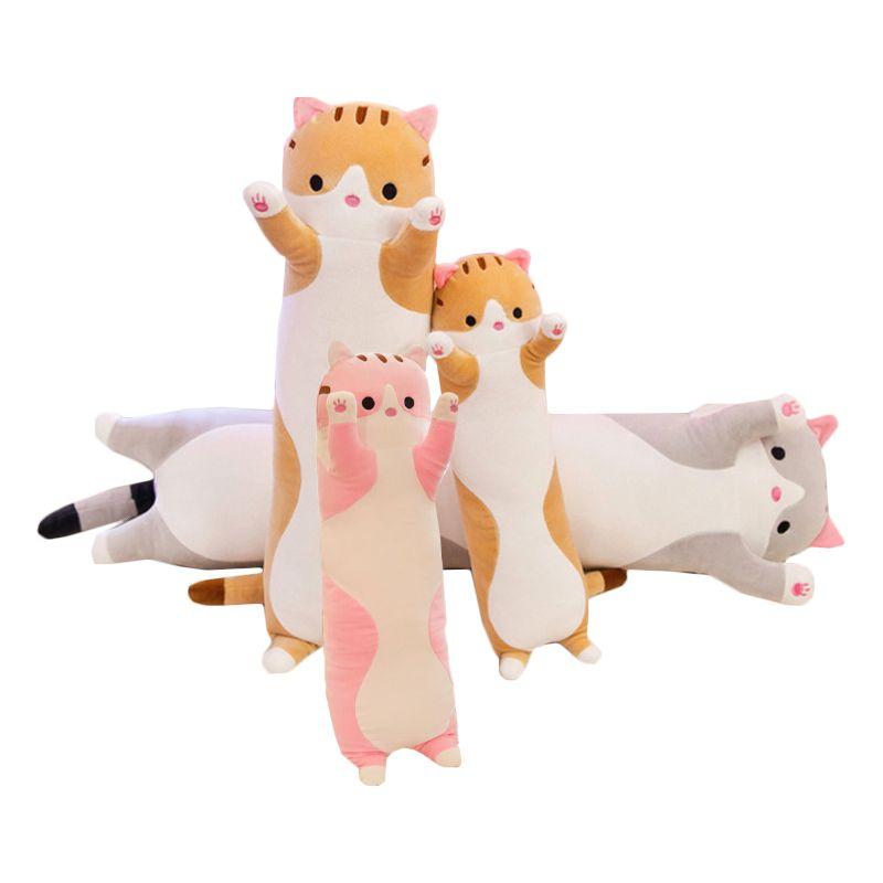 Cat Plush Long Toy Soft Stuffed Kitten Pillow Kids Sleeping Pillow Home Decor