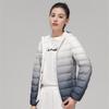 Autumn and Winter New Down Light Down Jacket Women's Stand-up Collar Hooded Gradual Change Color Large Size White Duck Down