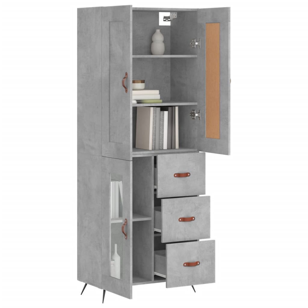 Vidaxl Vitrine, Beton Grau 69,5X34X180 Cm Material Holzwerkstoff