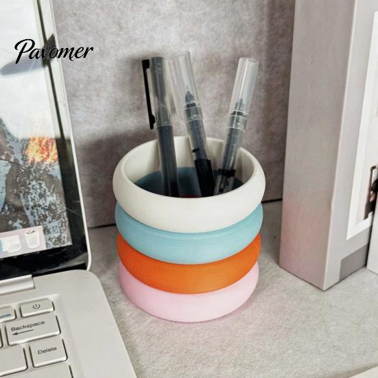 Pen Holder Decorative Rainbow Donut Holder, 3D Printed Desk Organizer, Cute Multi-functional Stand Pencil Cup for Makeup Brushes, Classroom