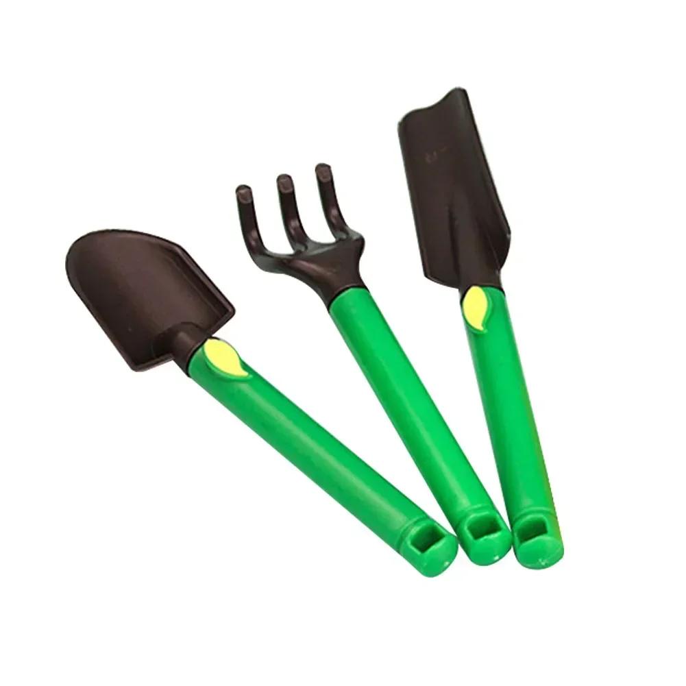 3PCS Kids Gardening Tools Kit Plastic/Wooden Safe Gardening Tools Succulent Shovel Planting Flower Shovel Rake Safety Toy
