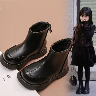 Girls Martin Boots British Fashion Short Boots 2025 New Autumn Children's Soft-soled Leather Boots Medium and Older Children's Single Boots Tide