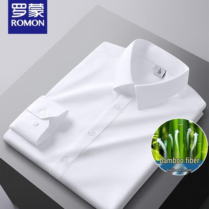 Romon Men's Bamboo Fiber Long-Sleeve Business Casual Shirt