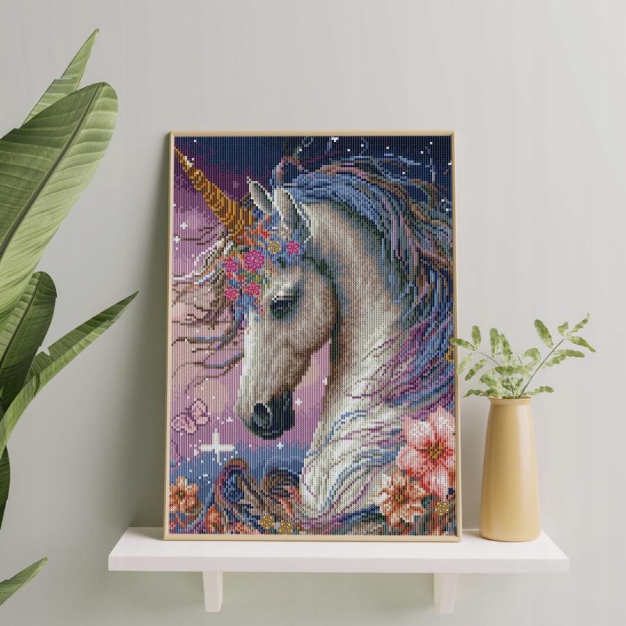 Haft diamentowy z ramą jednorożec obraz mozaika diamond painting 40x50 cm