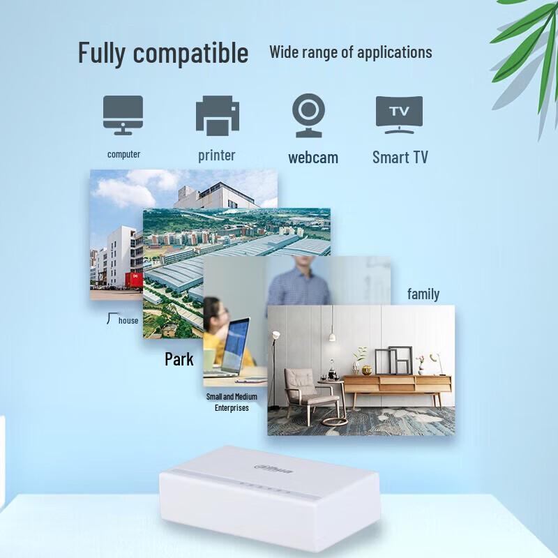 Dahua 5-portowy szybki przełącznik sieciowy Ethernet do monitoringu wtyczka CN (adapter w zestawie)