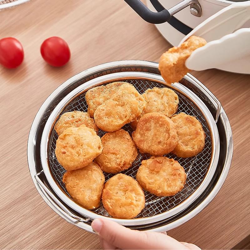304 Stainless Steel Oil Filter Mesh Frying Basket and Draining Tray