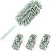 4-Pack Chenille Microfiber Duster Refills with Expandable Handle, Reusable & Washable, Soft Bendable Dry Dusters for Home & Car