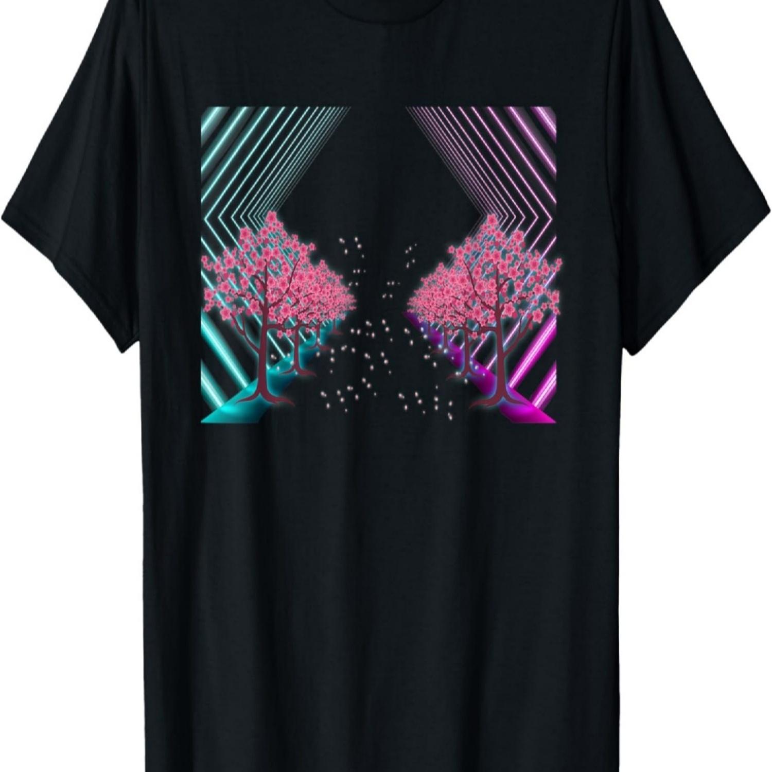 Sakura Synthwave  90s Vaporwave Cherry Blossom T-Shirt S чёрный