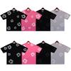 Herren Damen Freizeit T-Shirt mit durchgehendem Blumenkranz-Print, Locker geschnitten Hip Hop Baumwoll-T-Shirt