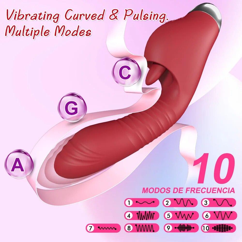 Dildo Vibrator for Women Powerful G Spot Vibrators Nipple Clitoris Licking Stimulator Female Sex Toys Adult Goods Masturbator