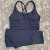 Lulu Women's Nude Yoga Short Set with Cross-Back Sports Bra