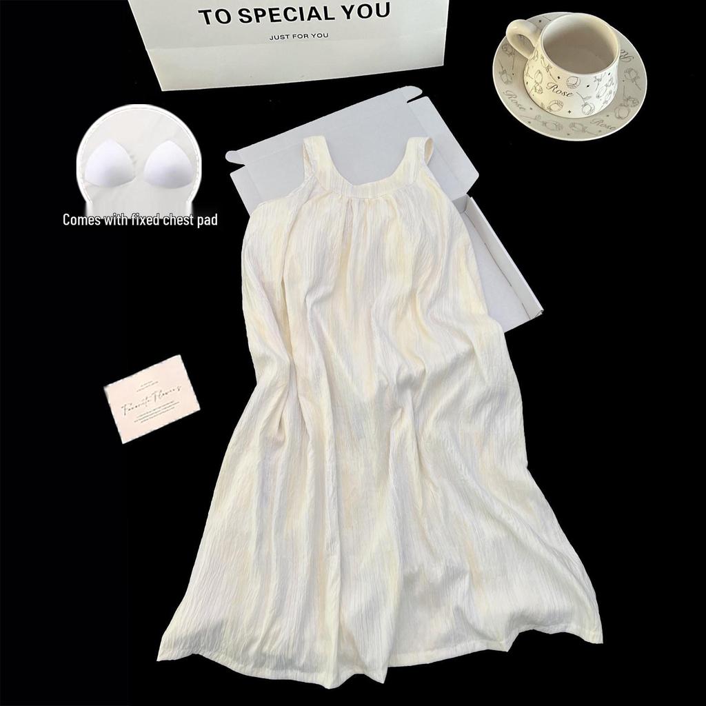 Sweet Girly Princess Camisole Nightgown with Chest Pads - Loose Maternity Summer Pajamas