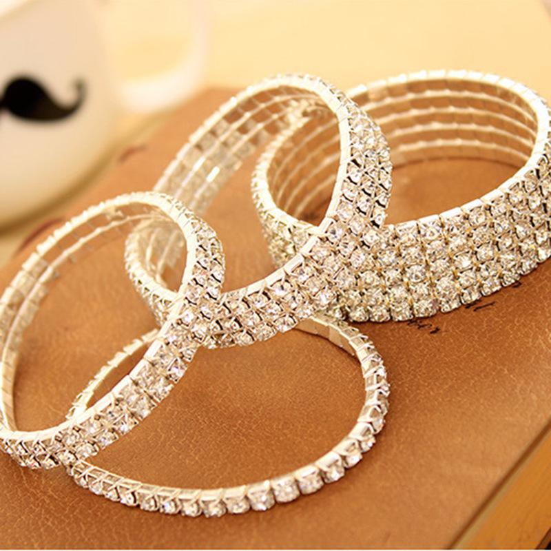 Korean Style Fashionable Super Flash Full Diamond Single Row Elastic Bracelet Bracelet Handpiece