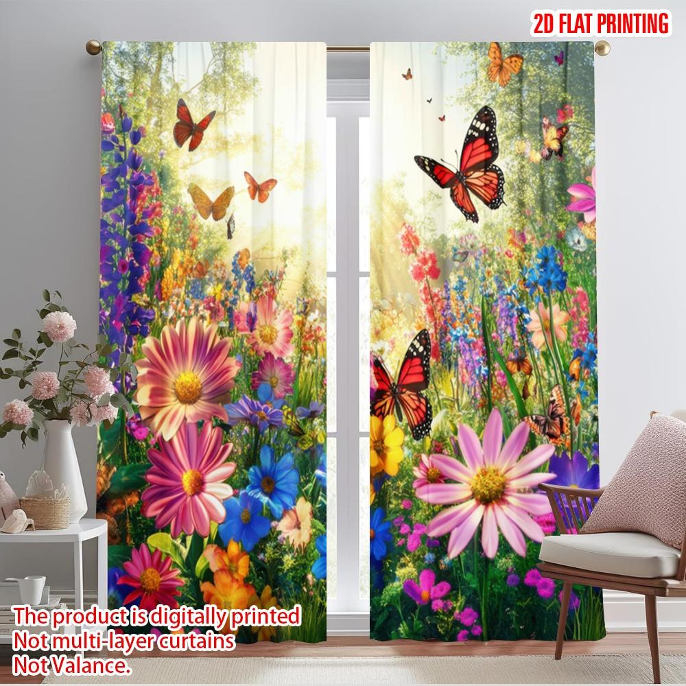 

2pcs,2D plane printing Curtains Butterfly Bliss(2) Durable Polyester (without rod) Holiday Perfect for Living Room & Office 52.50×116.00 CM 2pcs