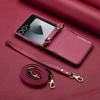 Luxury Leather Phone Case for Samsung Galaxy Z Flip 7 FE 6 5 4 3  Soft Slim Strap Holder Fashion Woman Cover