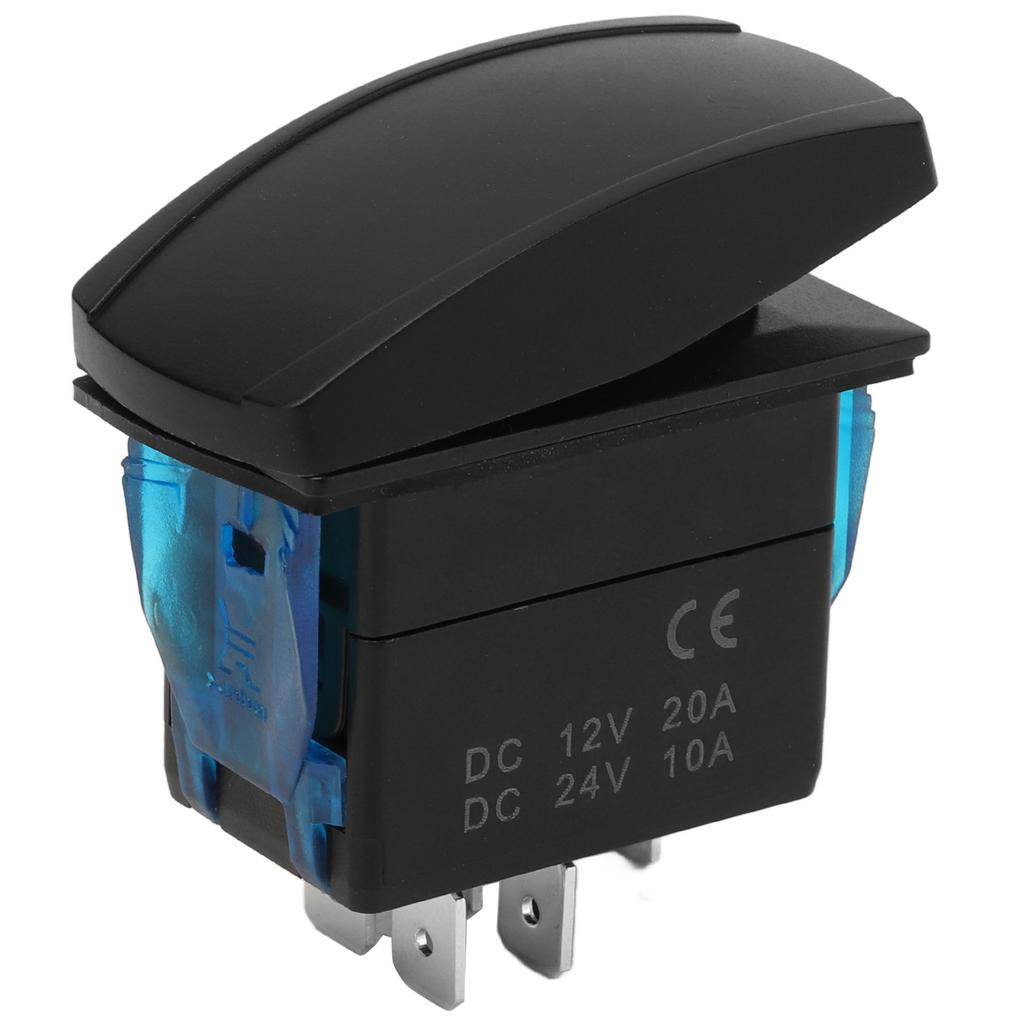 5Pin Waterproof Rocker Switch Toggle On Off Dual Pole Dual Throw LED Blue Backlit for 12?24V