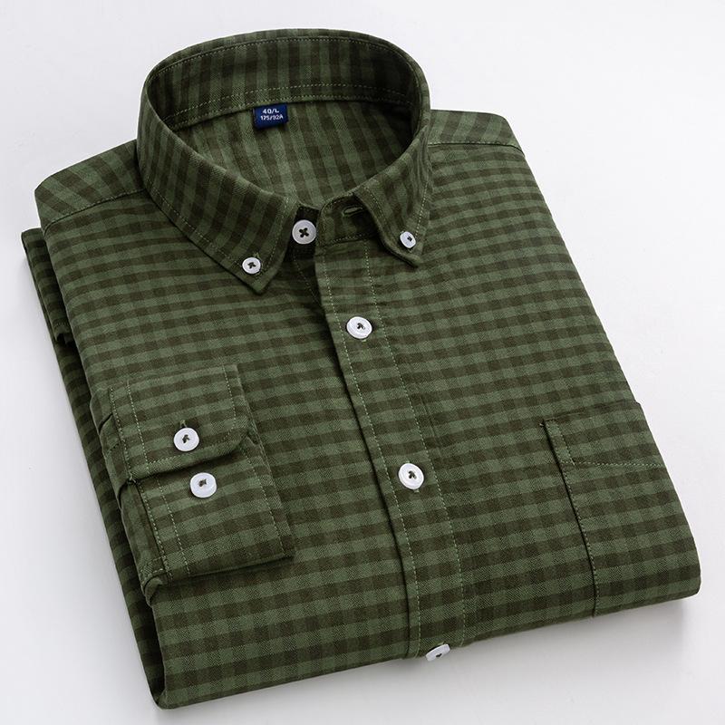 Quality New Style Oxford Cotton Shirt Men's Long-sleeved Pure Vertical Striped Trendy Casual Handsome Men Shirts