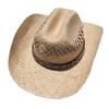 Western Cowboy Hat, Travel Sunshade And Sunscreen Hat, Raffia Hand-Woven Crimped Hat