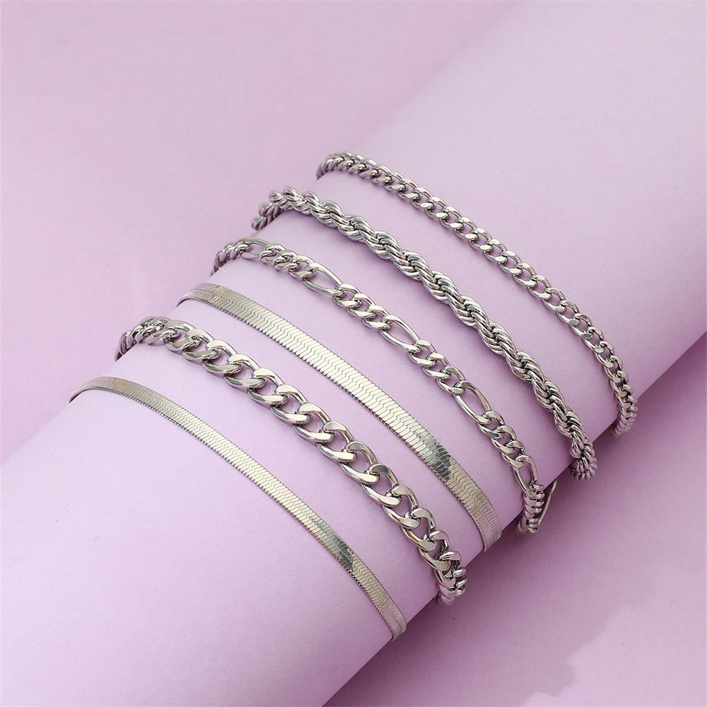 New jewelry simple multi-layer metal blade chain bracelet bohemian fashion layered bracelet