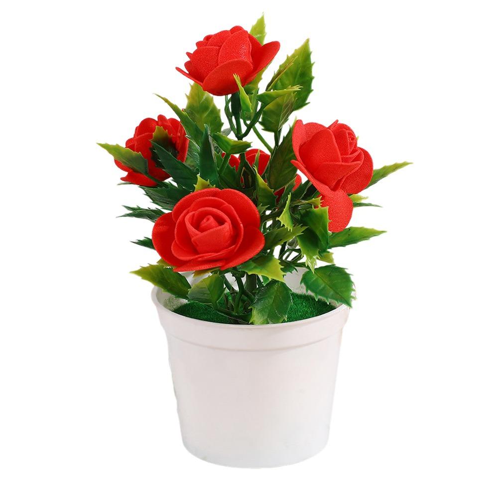 Multicolor Artificial Rose Bonsai Craft Photography Props Simulated Potted Flower Wedding Favors Scene Model