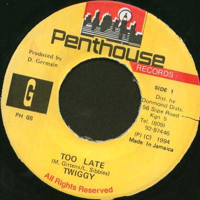 7inch Record TWIGGY - Too Late / (Remix) PH68 Penthouse 1994 Jamaica Reggae, Ska & Dub Used