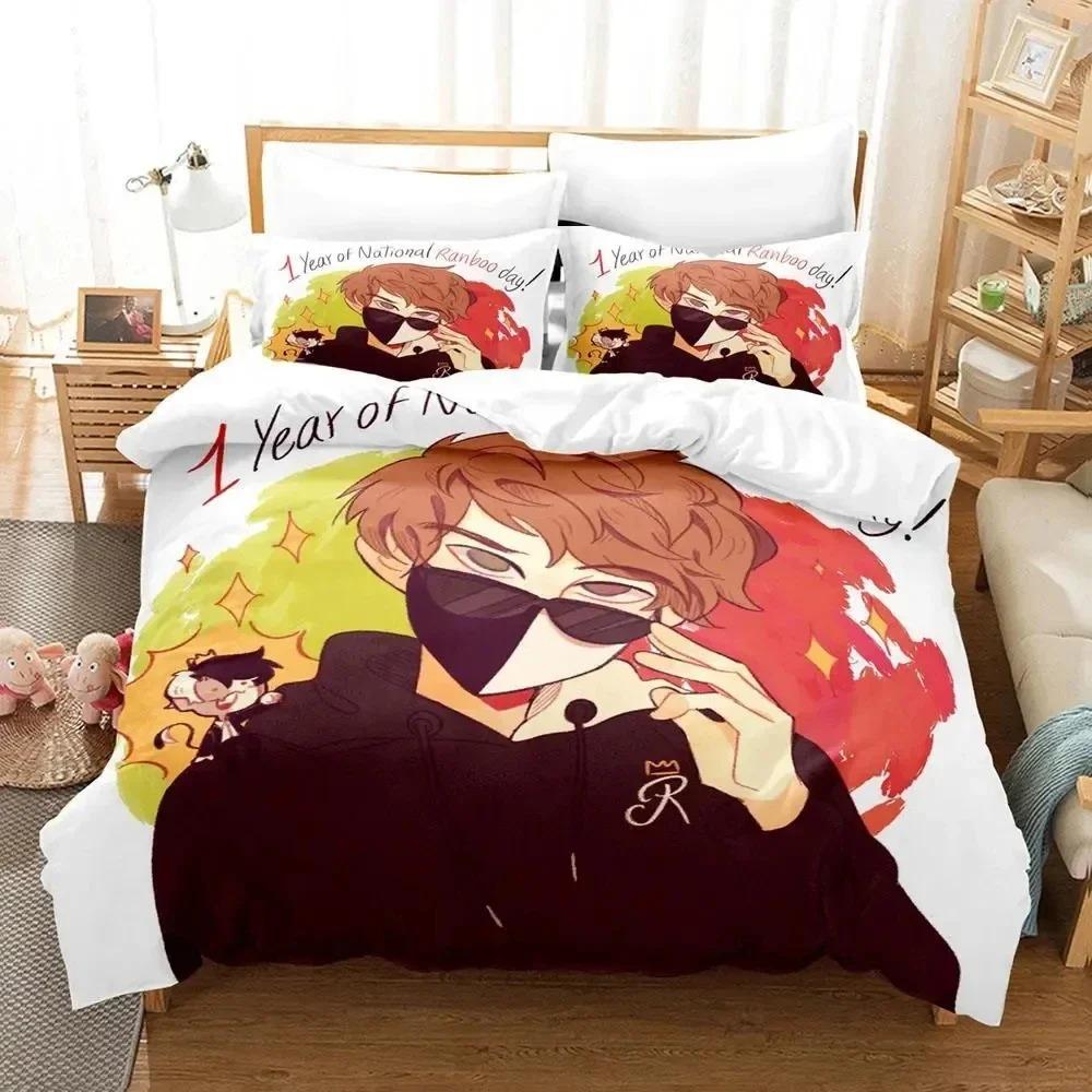 3D Print Anime Ranboo Bedding Set,Duvet Cover Comforter Bed Set Quilt Cover Pillowcase,King Queen Twin Size Boys Girls Adults