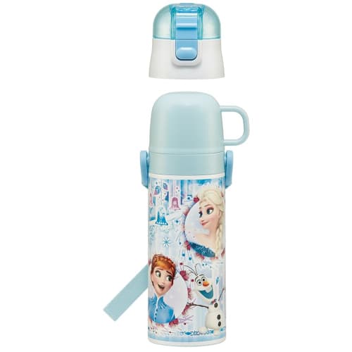 Skater Children's Water Bottle, 2-Way, 470ml (Direct Drinking) or 430ml (Cup Drinking), Disney Frozen 24, Girls' Stainless Steel, Insulated, Lightweig