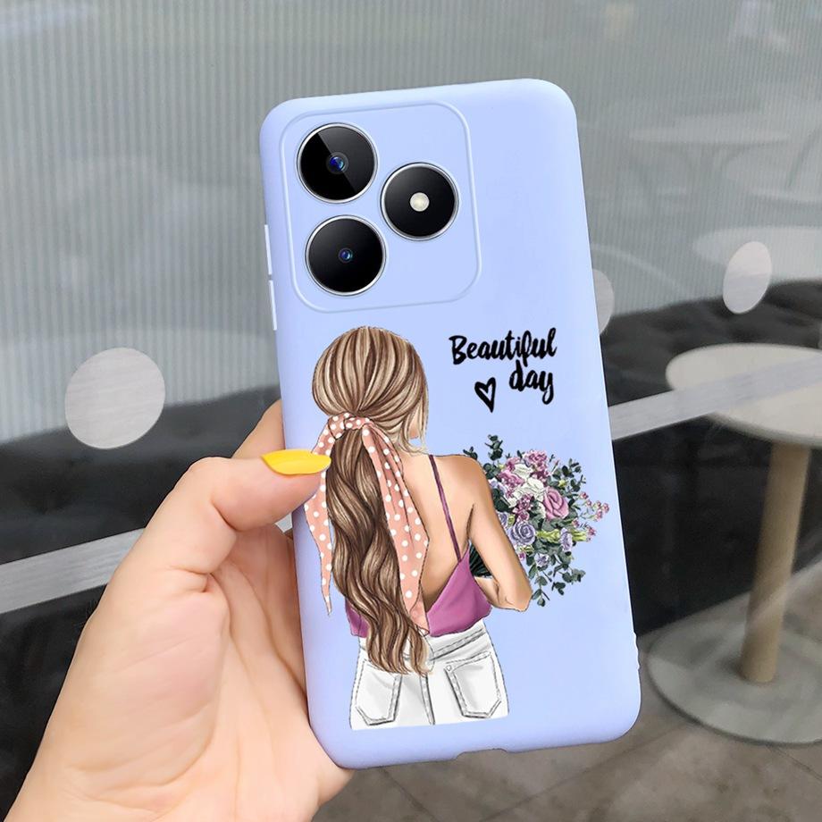 For Realme C53 C51 Cases Shockproof Soft Luxury Silicone TPU Bumper Case For RealmeC51 C 51 C 53 Flower Painting Girly Capa Etui