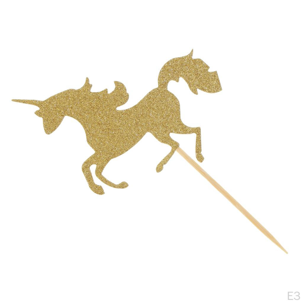 12 Pack Glitter Cupcake Toppers Food Picks Kids Birthday Party Decor