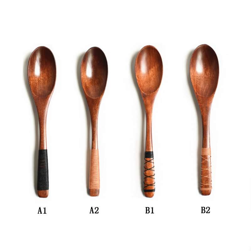 Wood Tableware Peanut Spoon Vintage Style Soup Spoon