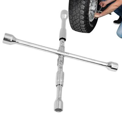 Lug Wrench Wheel Wrench Tire Repair Tools 4-Way Nut Remover Portable Strong Tire Lug Nut Remover Heavy Duty Folding Lug Wrench