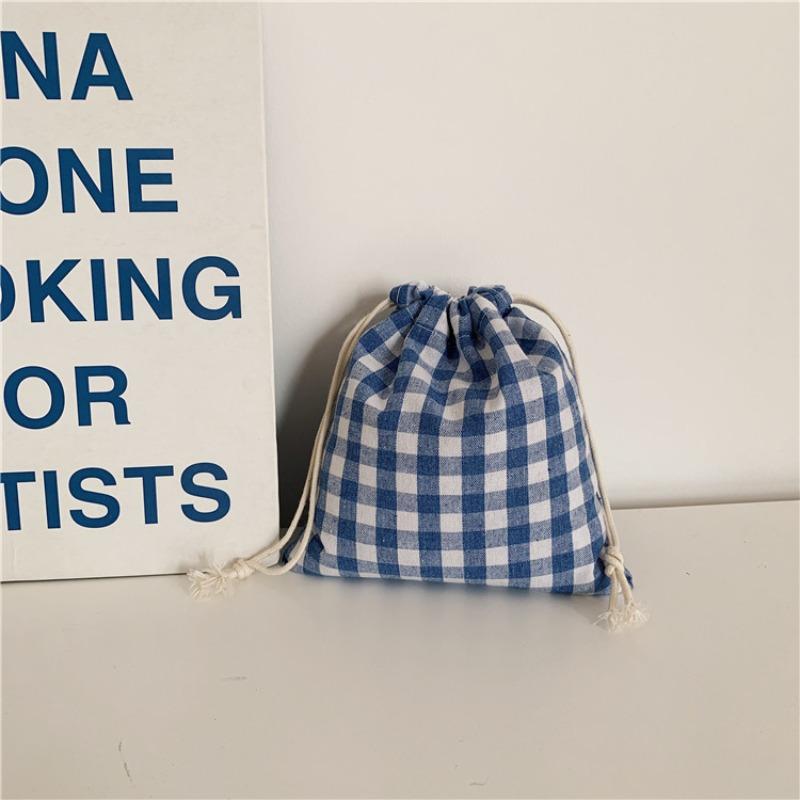 Small Fresh and Simple Large Square Cotton and Linen Drawstring Bundle Mouth Bag Storage Candy Tea Bag