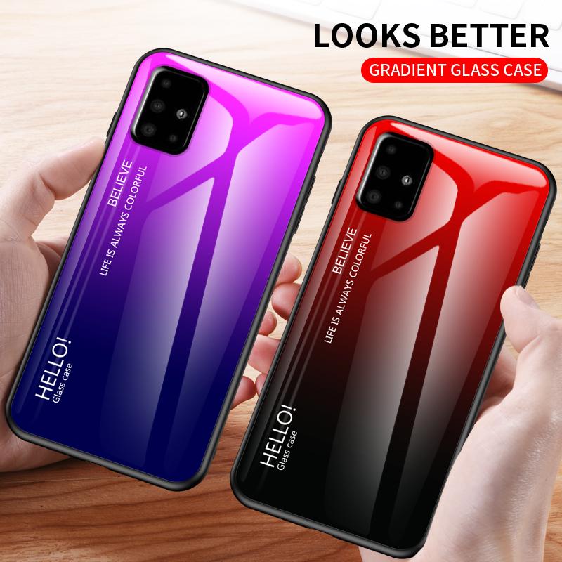 

Чехол A52 с градиентным закаленным стеклом для Samsung Galaxy A52 A72 A51 A71 A12 A22 A32 5G M52 A03S A13 A33 A53 A73, чехлы