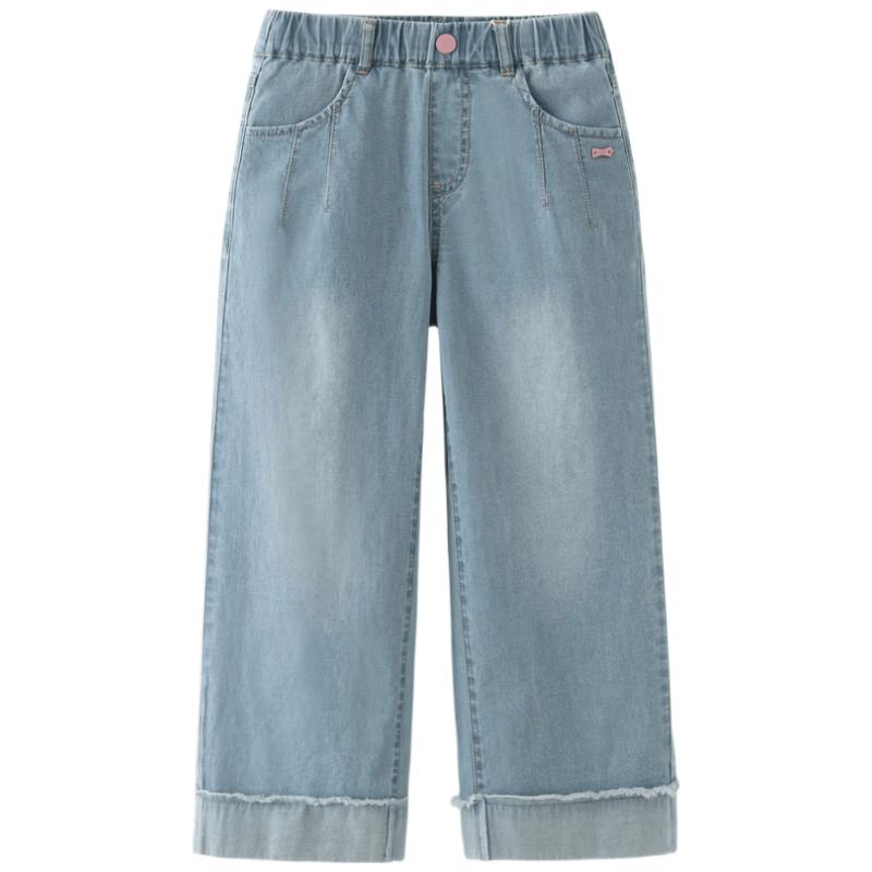 DAVE&BELLA Girls' Thin Straight-Leg Denim Jeans