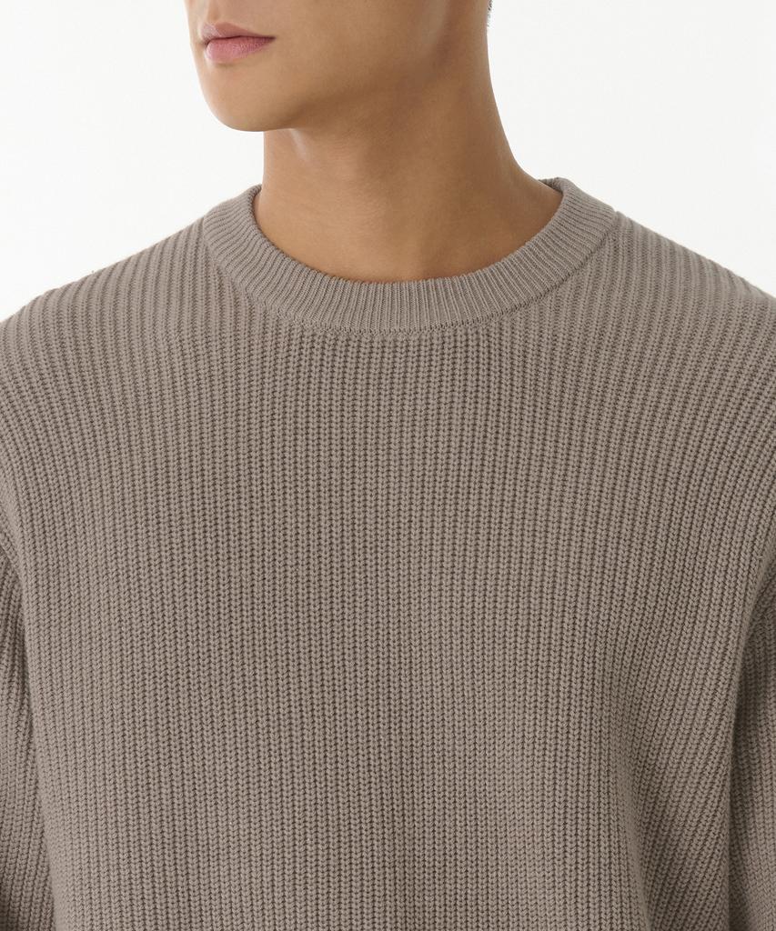 MUSINSA STANDARD Cotton Ribbed Crew Neck Knit [Heather Beige]