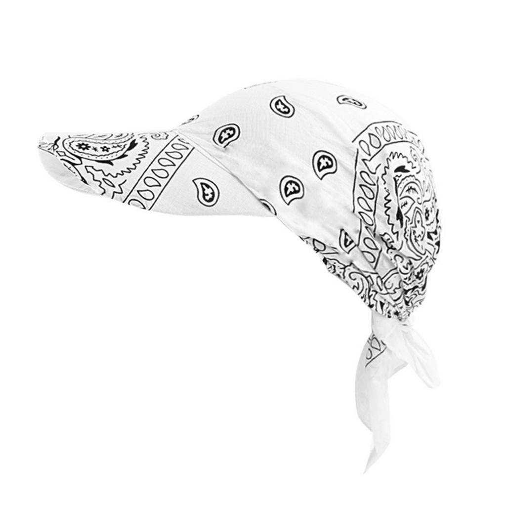 Cotton Outdoor Bandana Cap with Visor and Tie Back Lightweight Breathable Head Cover for Sun Protection and Dust Resistance