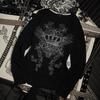 Retro Street Punk Rhinestone Long Sleeve T-shirt - Slim Fit