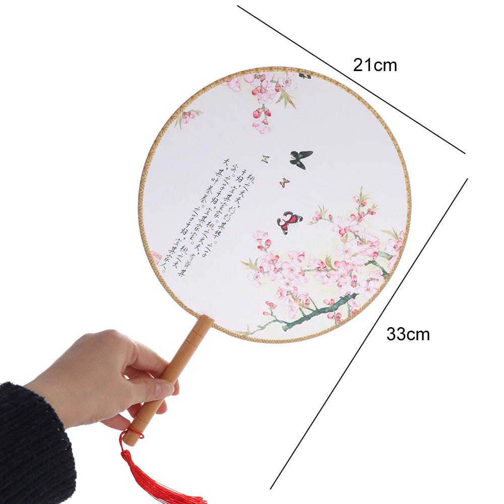 With Tassels Pendant Chinese Style Fan Floral Pattern Tuan Fan Silk Fan  Photography Prop
