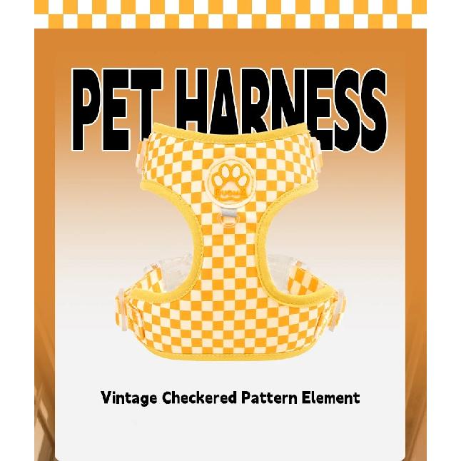 Vintage Plaid Dog Harness Leash Set Comfort Breathable Adjustable No-Choke Pet Vest for Small Medium Dogs Pechera Para Perro