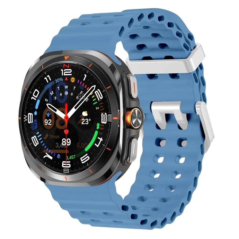 Galaxy Watch Ultra Marine Band Accessories Silicone Sport Bracelet Correa For Samsung Galaxy Watch 7 Ultra 47mm Original Strap