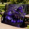 1pc Purple Butterfly Print Outdoor Flannel Blanket Soft All Season Polyester Throw , Perfect for Picnics & Travel , Picnic Accessory
