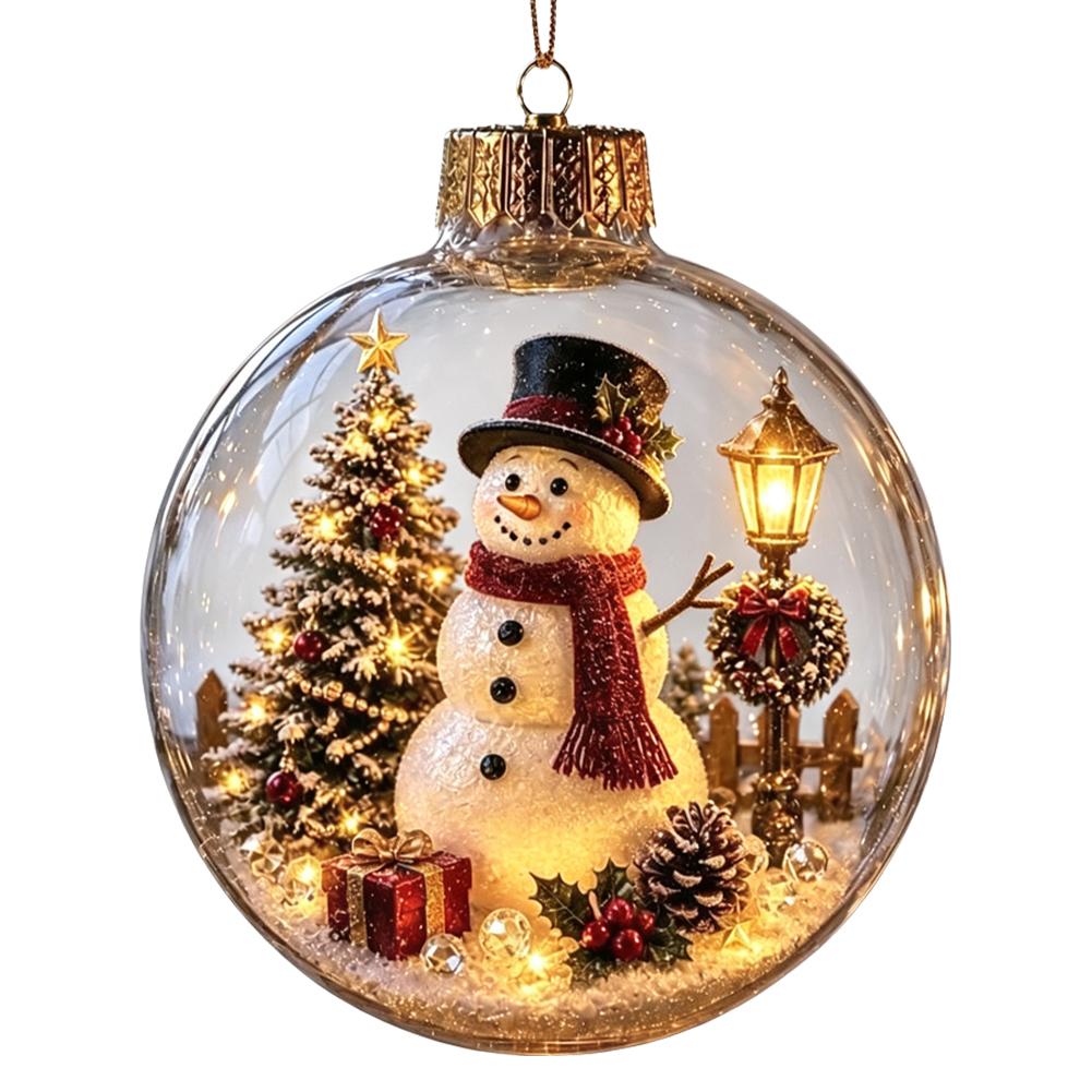 Decorazioni Luminose per la Storia di Natale 2026 Fai da te Nuovo Babbo Natale Pupazzo di Neve Alce Sfera di Cristallo con Polvere d'Oro Decorazione 1pz 2026