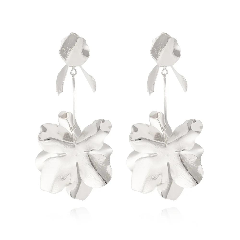 Metal Leaf Flower Geometric Earrings Women s Popular Exaggerated Dangle Earrings Banquet Zircon Accessories DigadaguZAA медный