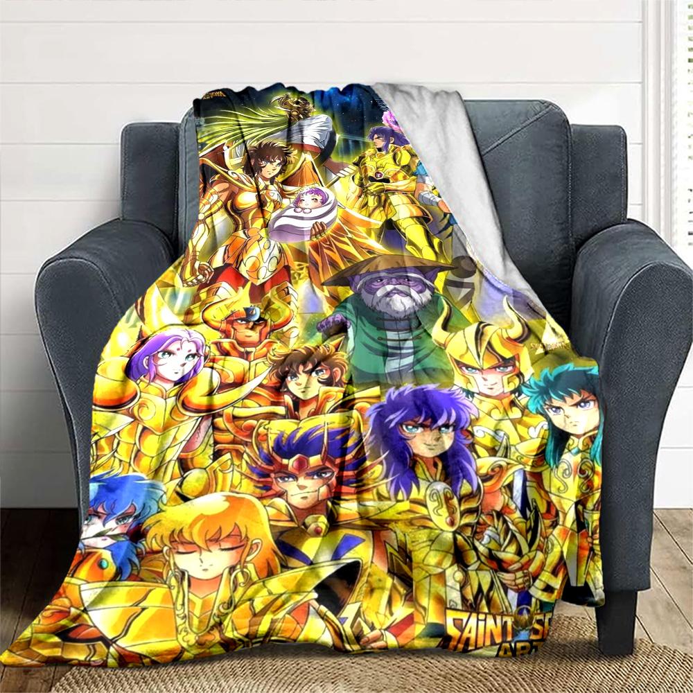 Saint Seiya Print Flannel Blanket High Quality Warm Comfortable Cover for All Seasons Perfect for Gifts Home Decor
