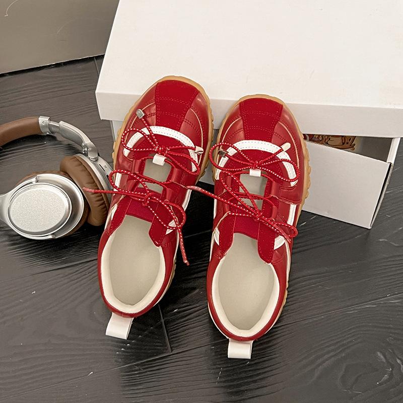 Small Inner Height Increase German Training Shoes Summer New Ballet Mary Jane Shallow Mouth Single Shoes Retro Casual Sports Shoes